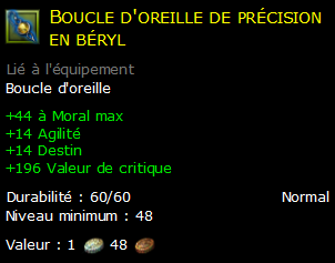 Boucle d'oreille de précision en béryl