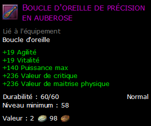 Boucle d'oreille de précision en auberose