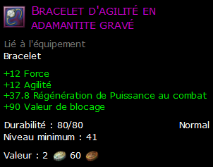 Bracelet d'agilité en adamantite gravé