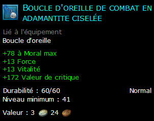 Boucle d'oreille de combat en adamantite ciselée