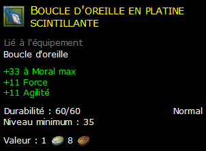 Boucle d'oreille en platine scintillante