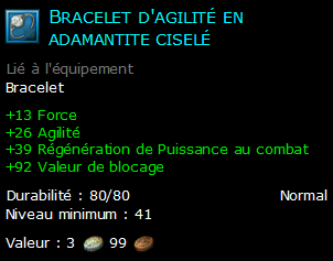 Bracelet d'agilité en adamantite ciselé