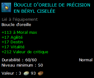 Boucle d'oreille de précision en béryl ciselée