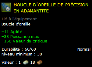 Boucle d'oreille de précision en adamantite