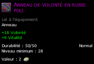 Anneau de volonté en rubis poli