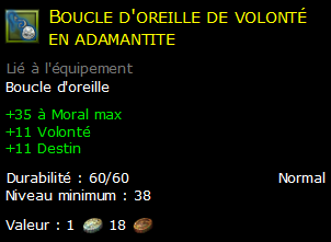 Boucle d'oreille de volonté en adamantite