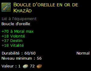 Boucle d'oreille en or de Khazâd