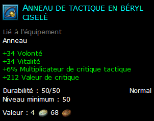 Anneau de tactique en béryl ciselé