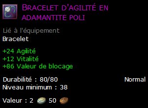 Bracelet d'agilité en adamantite poli