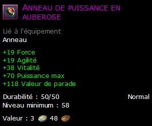 Anneau de puissance en auberose