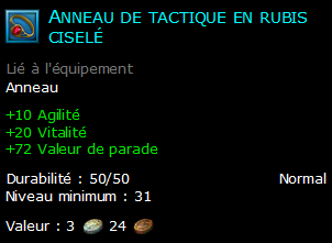 Anneau de tactique en rubis ciselé