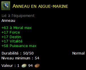 Anneau en aigue-marine