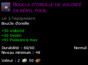 Boucle d'oreille de volonté en béryl polie