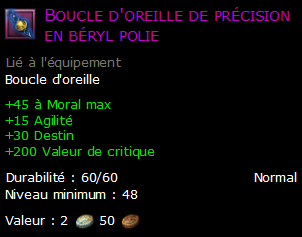 Boucle d'oreille de précision en béryl polie