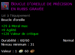 Boucle d'oreille de précision en rubis gravée