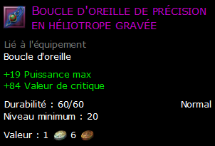 Boucle d'oreille de précision en héliotrope gravée