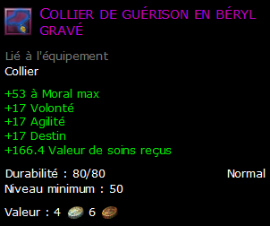 Collier de guérison en béryl gravé