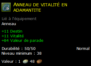 Anneau de vitalité en adamantite