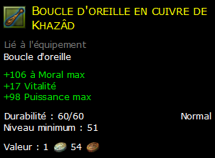 Boucle d'oreille en cuivre de Khazâd