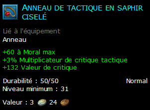 Anneau de tactique en saphir ciselé