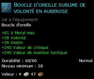 Boucle d'oreille sublime de volonté en auberose