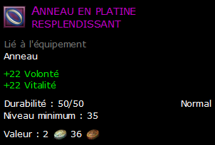 Anneau en platine resplendissant