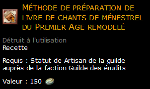 Méthode de préparation de livre de chants de ménestrel du Premier Age remodelé