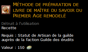 Méthode de préparation de livre de maître du savoir du Premier Age remodelé