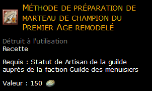 Méthode de préparation de marteau de champion du Premier Age remodelé