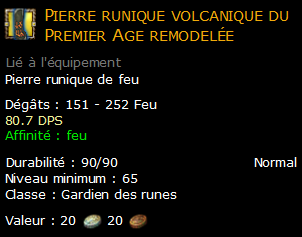 Pierre runique volcanique du Premier Age remodelée