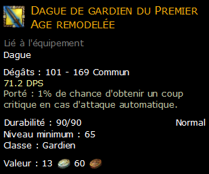 Dague de gardien du Premier Age remodelée