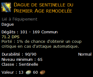 Dague de sentinelle du Premier Age remodelée