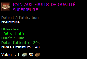 Pain aux fruits de qualité supérieure