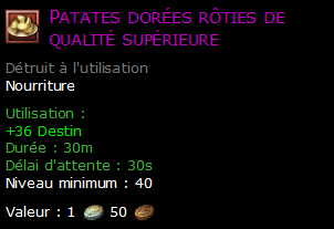 Patates dorées rôties de qualité supérieure