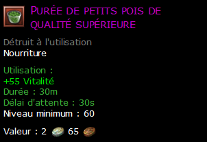 Purée de petits pois de qualité supérieure