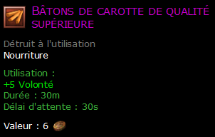 Bâtons de carotte de qualité supérieure