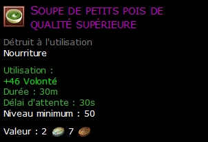 Soupe de petits pois de qualité supérieure