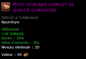 Petit-déjeuner complet de qualité supérieure