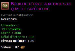 Bouillie d'orge aux fruits de qualité supérieure