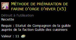 Méthode de préparation de farine d'orge d'hiver (x5)