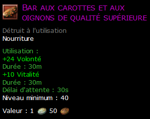 Bar aux carottes et aux oignons de qualité supérieure