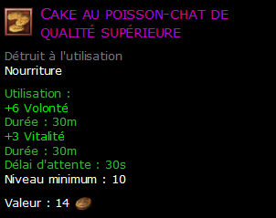 Cake au poisson-chat de qualité supérieure