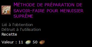 Méthode de préparation de savoir-faire pour menuisier suprême