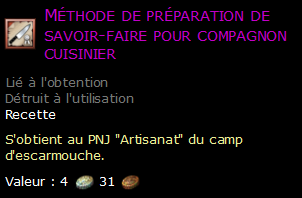 Méthode de préparation de savoir-faire pour compagnon cuisinier