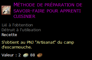 Méthode de préparation de savoir-faire pour apprenti cuisinier