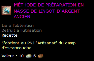 Méthode de préparation en masse de lingot d'argent ancien