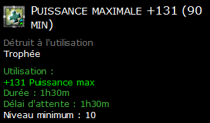 Puissance maximale +131 (90 min)