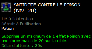 Antidote contre le poison (Niv. 20)