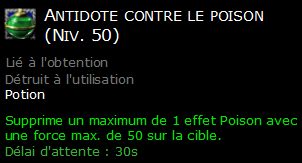 Antidote contre le poison (Niv. 50)