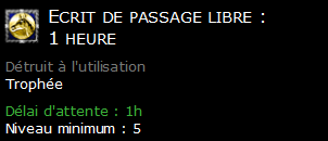 Ecrit de passage libre : 1 heure